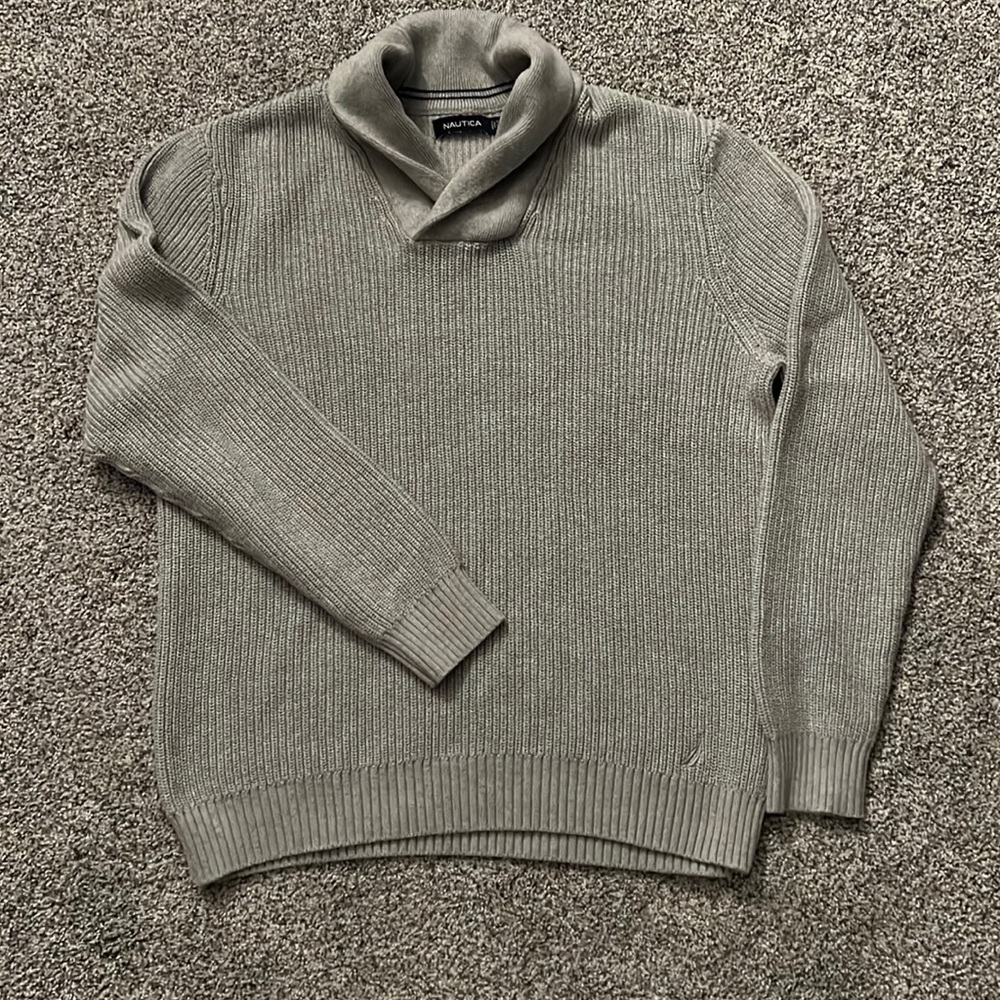 MEN’S Nautica shawl neck gray sweater size Large